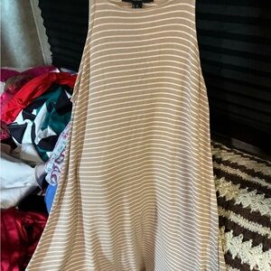 Striped Tan Sleeveless Dress